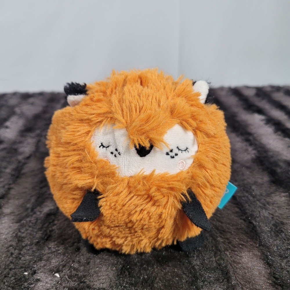 Manhattan Toy Company Orange Fox Round Fuzzy Plush Stuffed Animal Sleepy Face